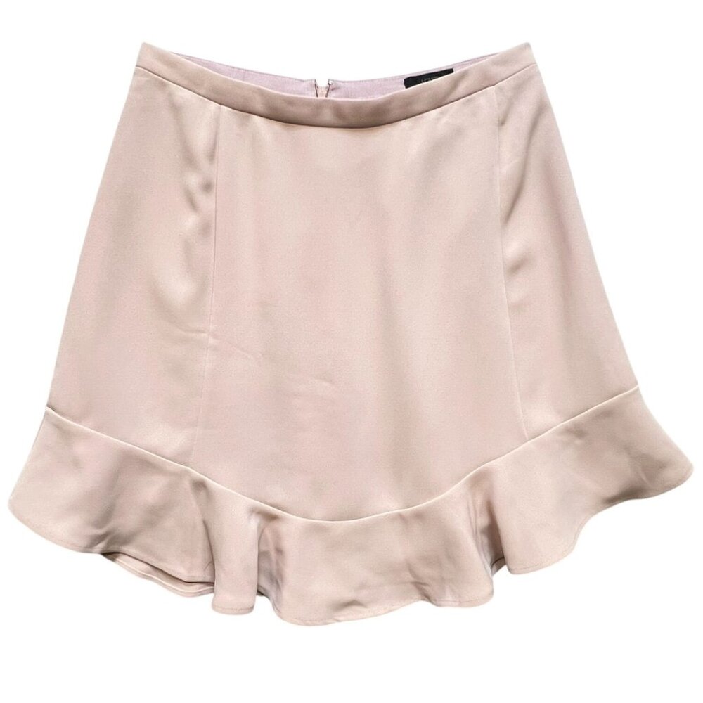 J. Crew Womens Ruffled Mini Skirt 6 Pink Chic Drapey Twill Swing Skirt A-Line